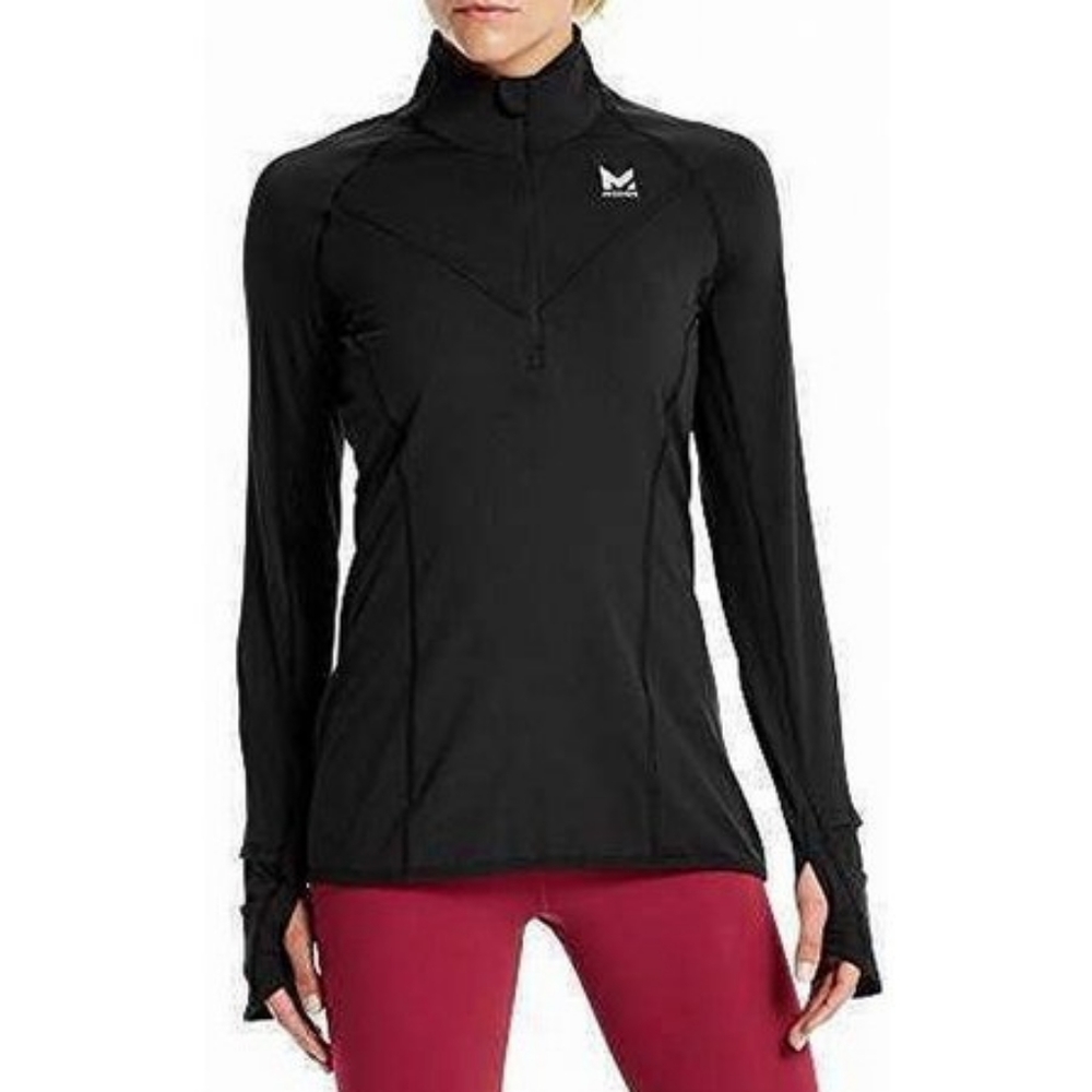 Mission VaporActive Quarter Zip Long Sleeve Shirt in Black